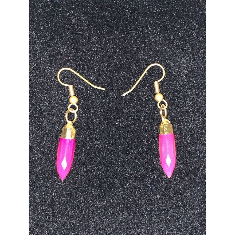 ‎Pink Stone Hook Back Earrings